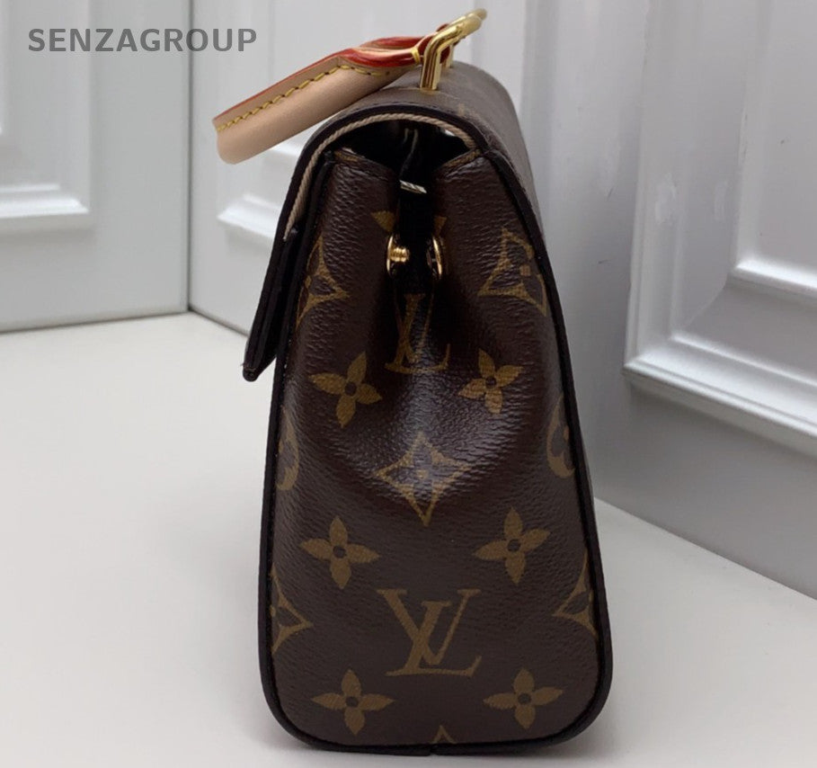 Louis Vuitton Cluny BB Monogram Canvas Top Handle Bag Brown Gold Women Classic