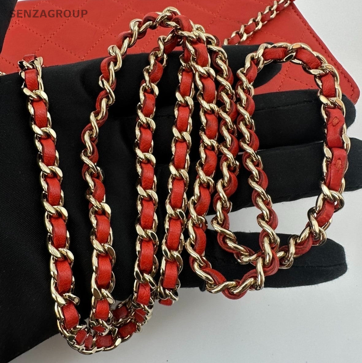 Chanel Trendy CC Lambskin Chain Shoulder Bag Crossbody Red Gold Women Classic