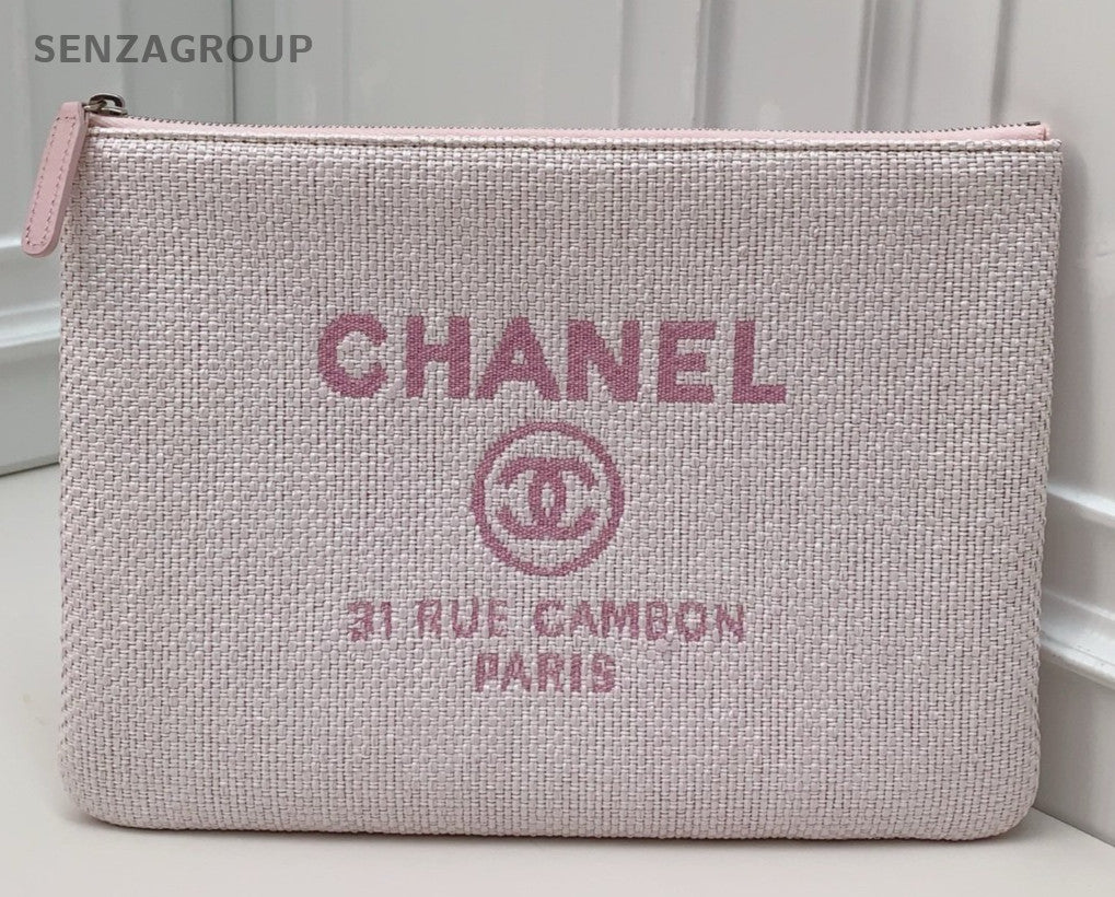 Chanel  Deauville Clutch Bag Pink Used Women Designer