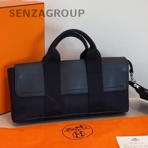 Hermes Valparaiso So Black Top Handle Bag Black Silver Unisex Adults Classic