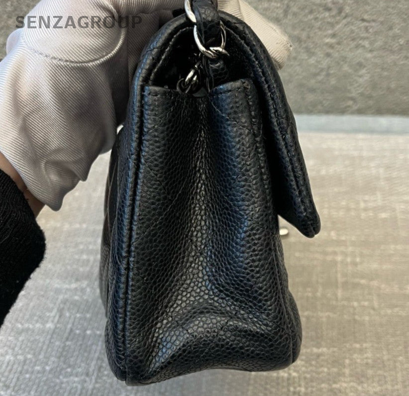 Chanel Classic Flap Mini Chain Shoulder Bag Crossbody Black Silver Women Fashion