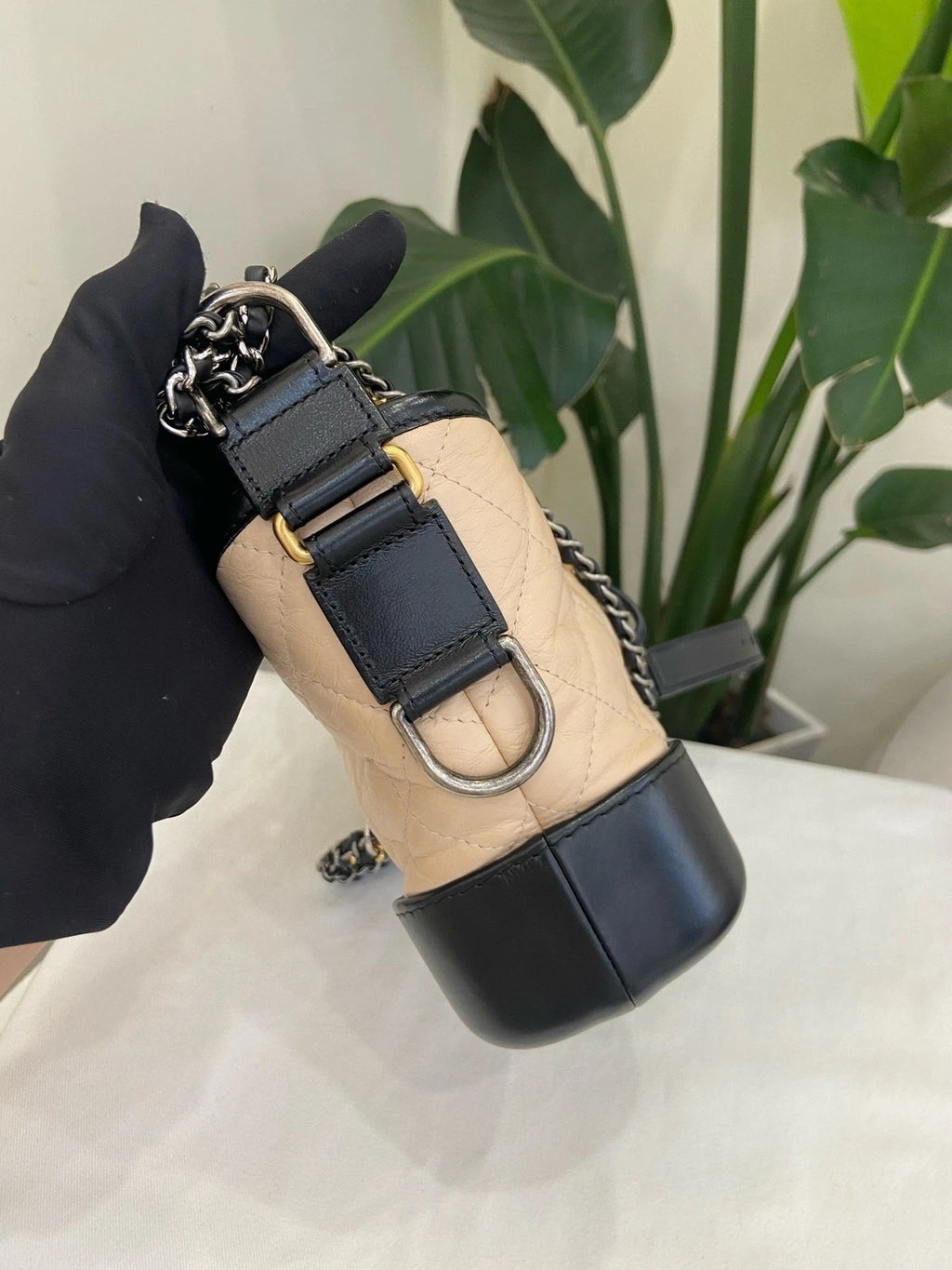 CHANEL Beige Black Small Crossbody Bag for Women