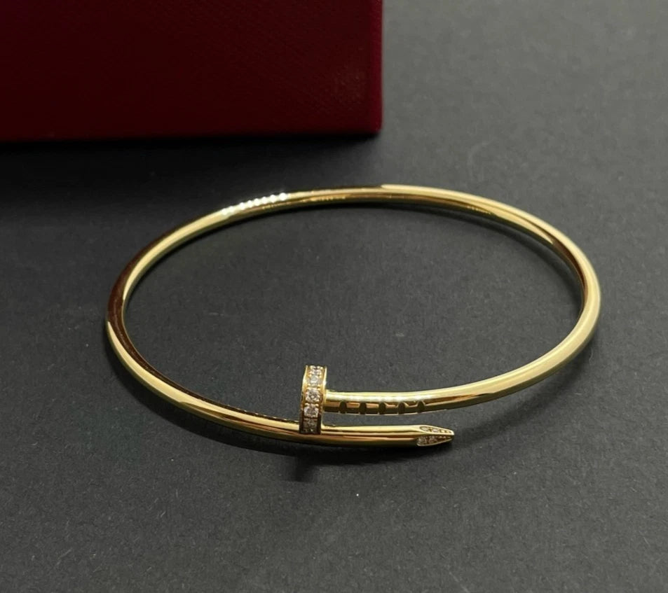 Cartier Juste Un Clou 18k Yellow Gold Small Diamond Bangle Bracelet Size16