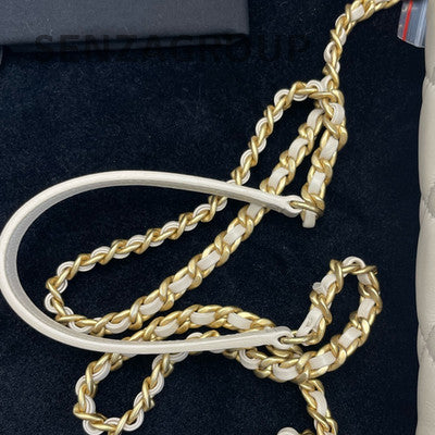 Chanel Mini Flap Bag Lamb Leather White Gold Hardware Chain Shoulder Bag