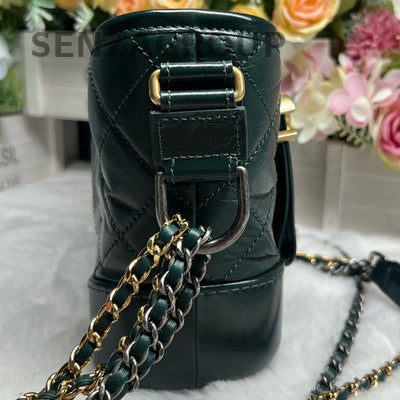 Chanel Black Gold Quilted Small Gabrielle Hobo Chain Shoulder Crossbody Bag