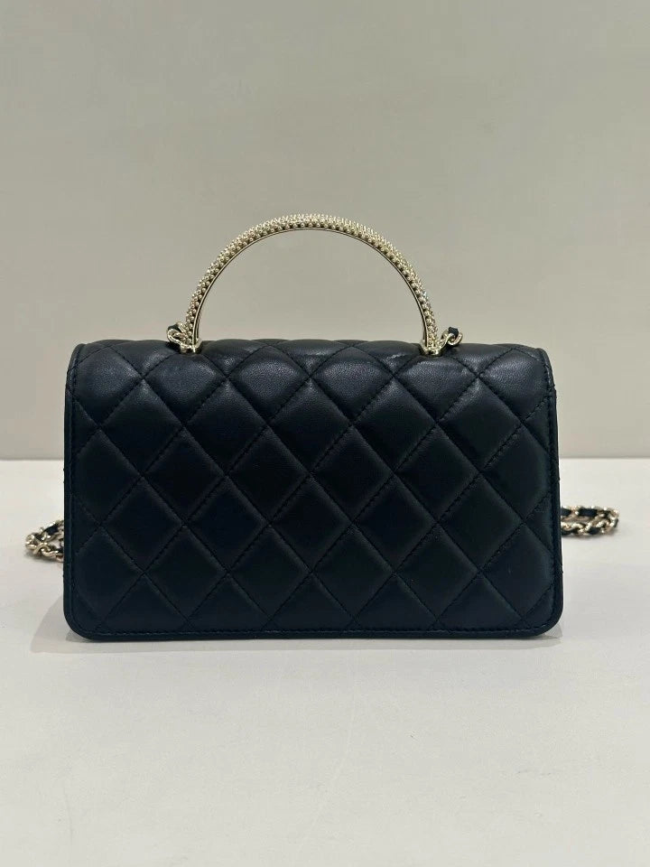 CHANEL Women's Leather Top Handle WOC Crossbody Bag