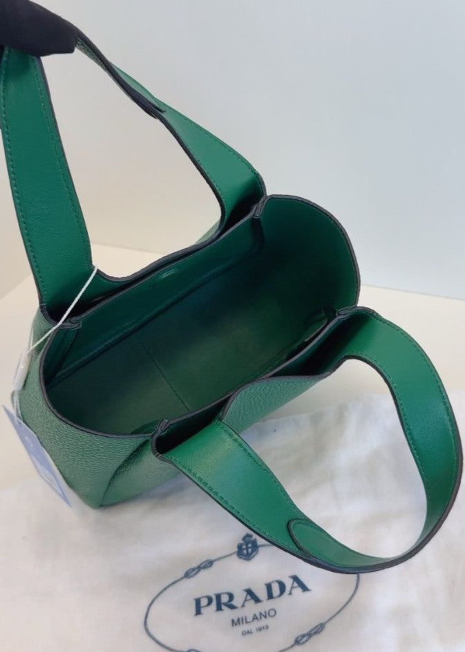 PRADA Flou Mini tote Handbag Green Almost Brand NEW Women