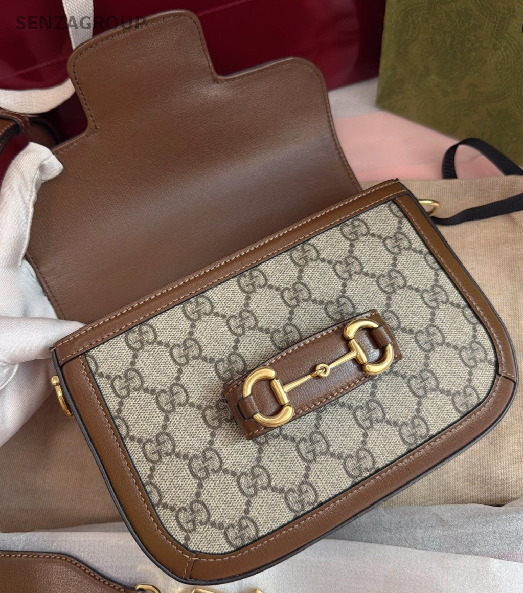 Gucci1955 PM Shoulder Bag Beige Brown Gold Women Classic Fashion