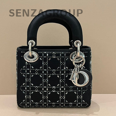 Dior Lady Dior Black Silver Hardware Handbag Classic Women's Fashion