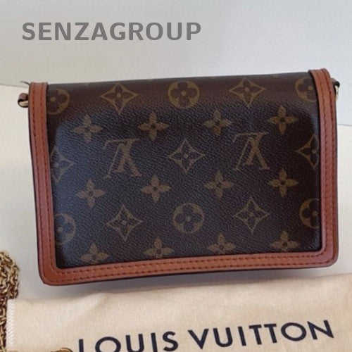 Louis Vuitton Dauphine WOC Chain Shoulder Bag Brown Gold Women Classic