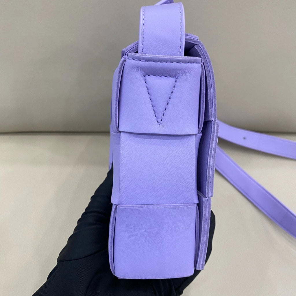 Bottega Veneta Women Small Cassette Purple Leather Crossbody Bag