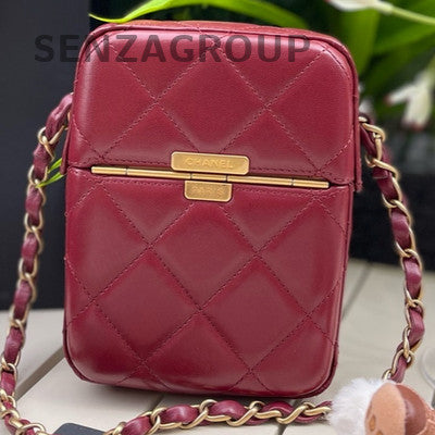 Chanel Red Lambskin Quilted Classic Flap Bag with Gold Hardware