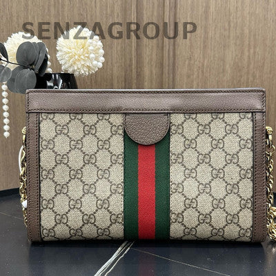 Gucci Ophidia Brown Gold Chain Shoulder Crossbody Bag Classic Women