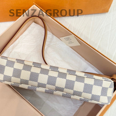 Louis Vuitton Damier Shoulder Bag White Gold Women Classic Fashion