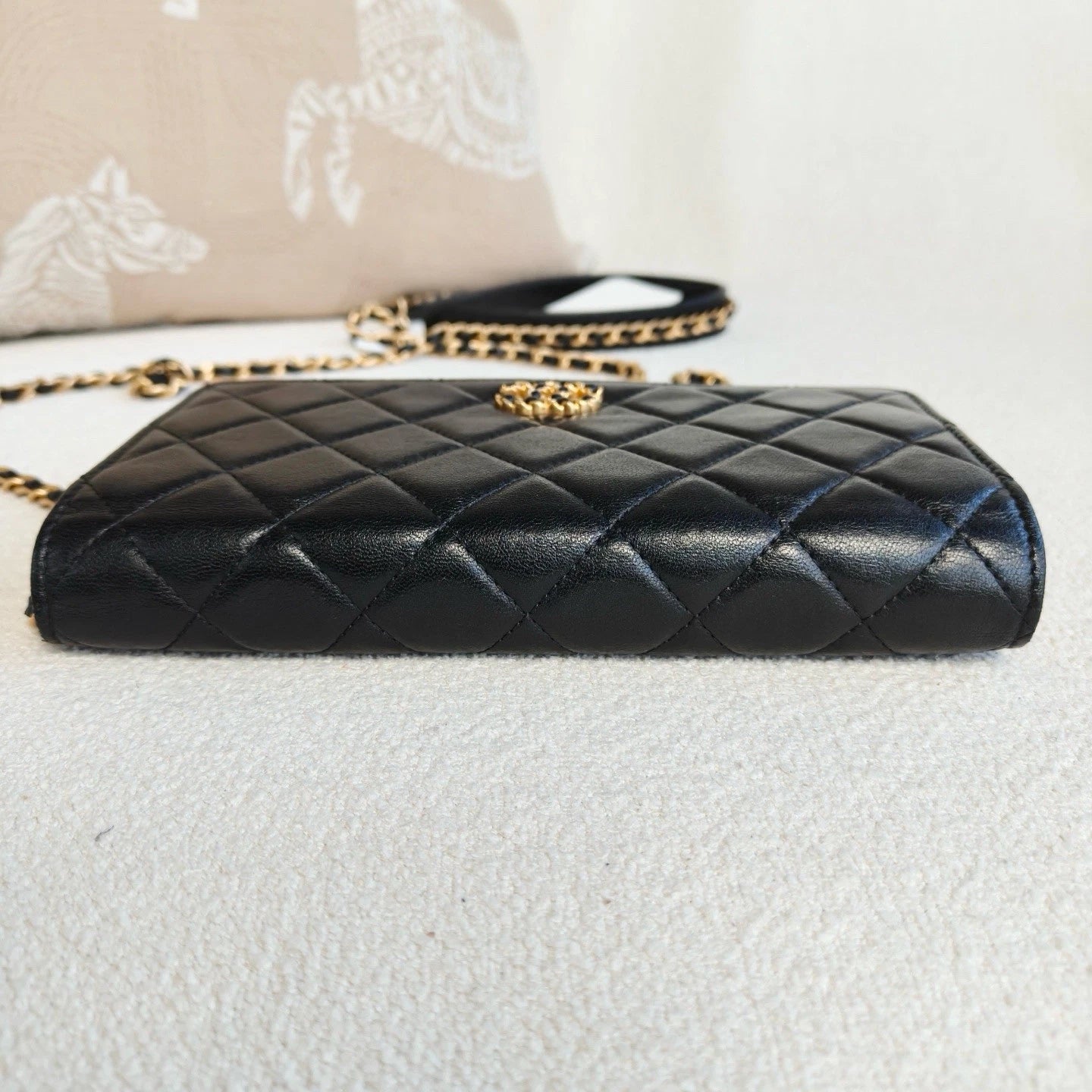 Chanel 19Bag WOC Lambskin Chain Shoulder Crossbody Black Gold Women Classic