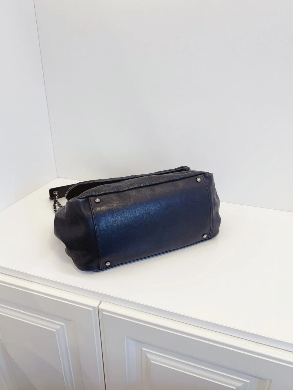 Chanel Airport Series Hobo Flap Shoulder Bag Black Silver