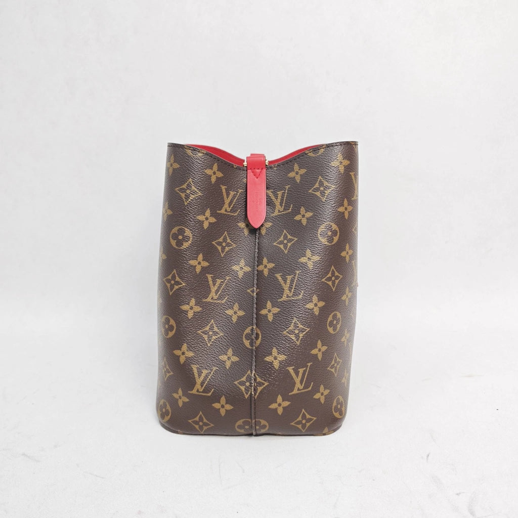 Louis Vuitton LV Neonoe Monogram Canvas Medium Red Bucket Bag For Women