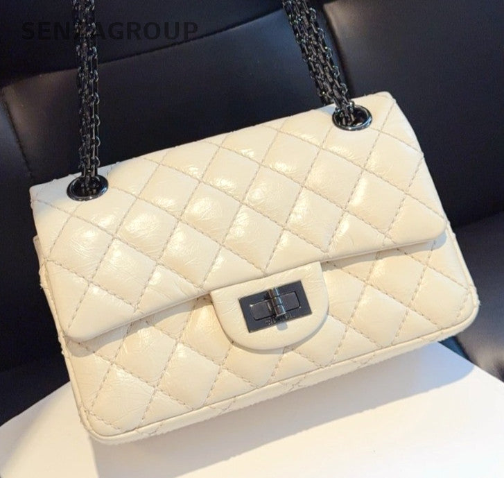 CHANEL 2.55 Chain Shoulder bag Cream White Crossbody Women Almost Brand NEW