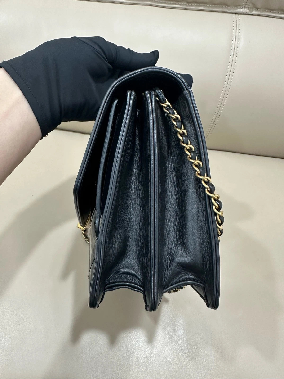 CHANEL Black Patent Leather Crossbody Bag For Women