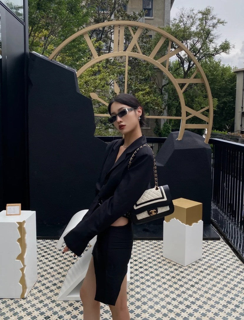 CHANEL Classic Flap Chain CC Shoulder bag Panda Color Women