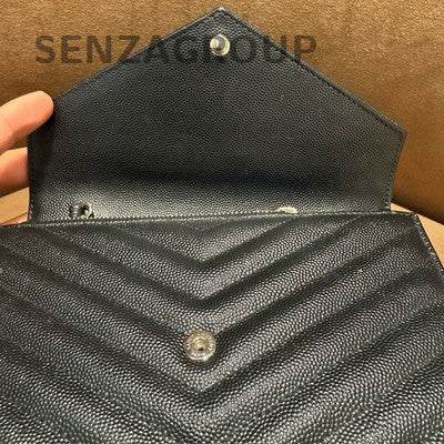 Saint Laurent Cassandre Leather Chain Shoulder Bag Black Silver Classic