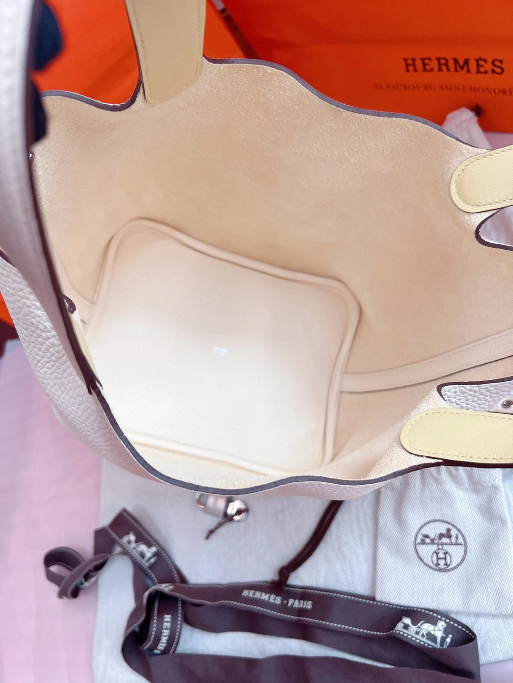 Hermès Picotin Lock 22 Cabas Picotin Bucket Bag Handbag Nata Cream White