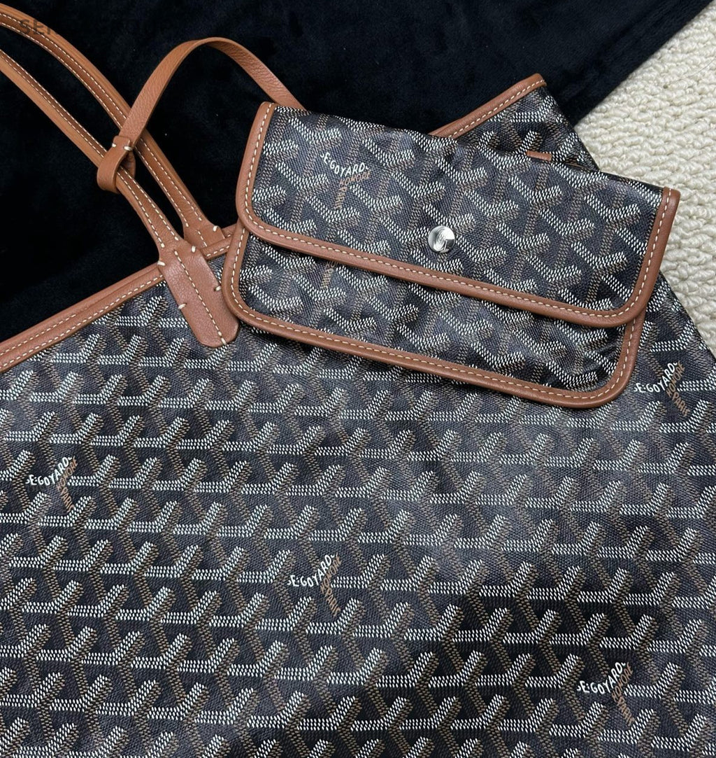 Goyard GM Canvas Monogram Tote Shoulder Bag With Pouch Women Black.