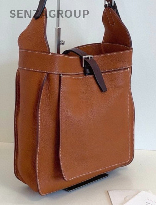 Hermes Marwari Hobo Shoulder Bag Brown Silver Used Women Classic Designer