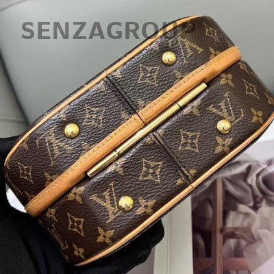 Louis Vuitton Monogram Hard Trunk Bag Gold Buckle Brown Women's Classic