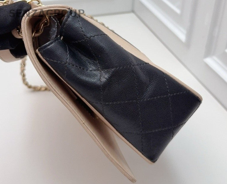 Chanel CF Leather Shoulder Crossbody Bag Women Brown Black