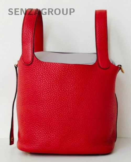 Hermes Picotin Lock Gold Hardware Tote Bag Red Used Women Classic