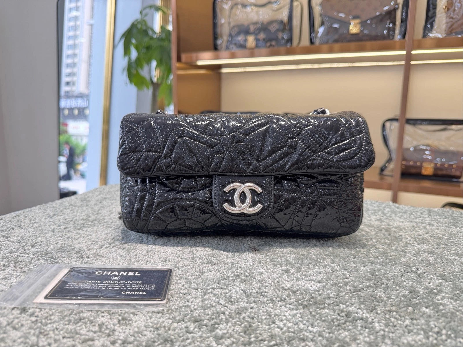 Pre-owned CHANEL Black Waxed Leather CF Shoulder Bag For Women
