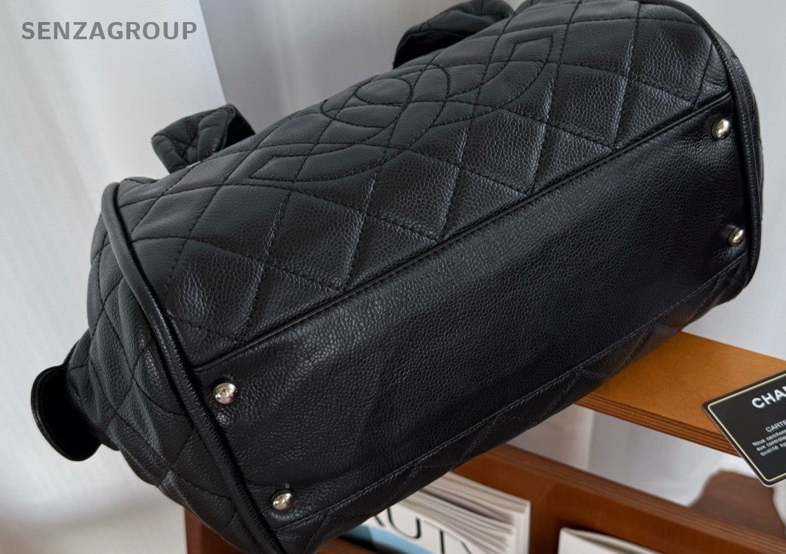 Chanel Caviar Bowling Top Hadle Shoulder Bag Black Women