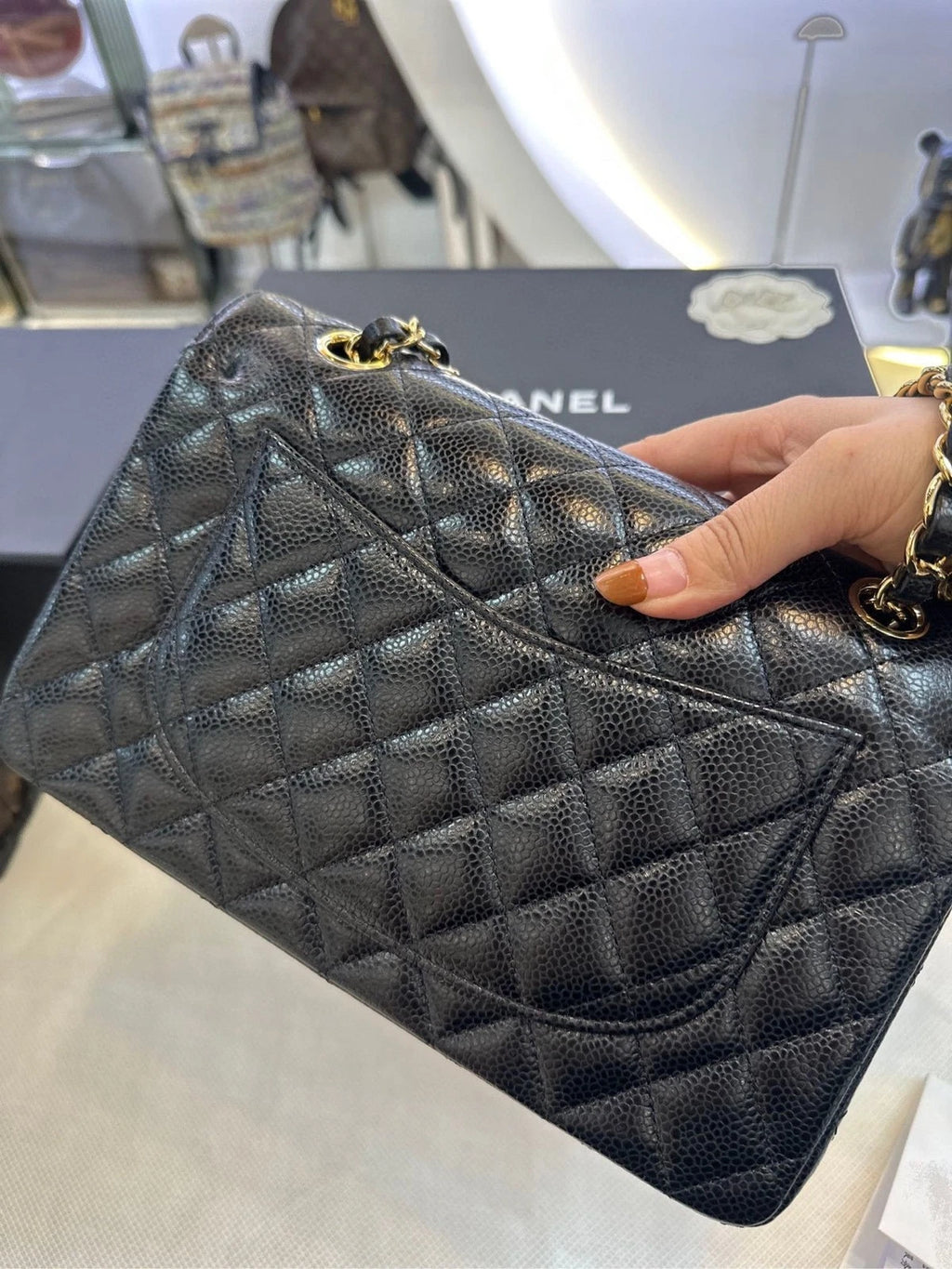 CHANEL CF Small Black Leather Shoulder Crossbody Bag For Women