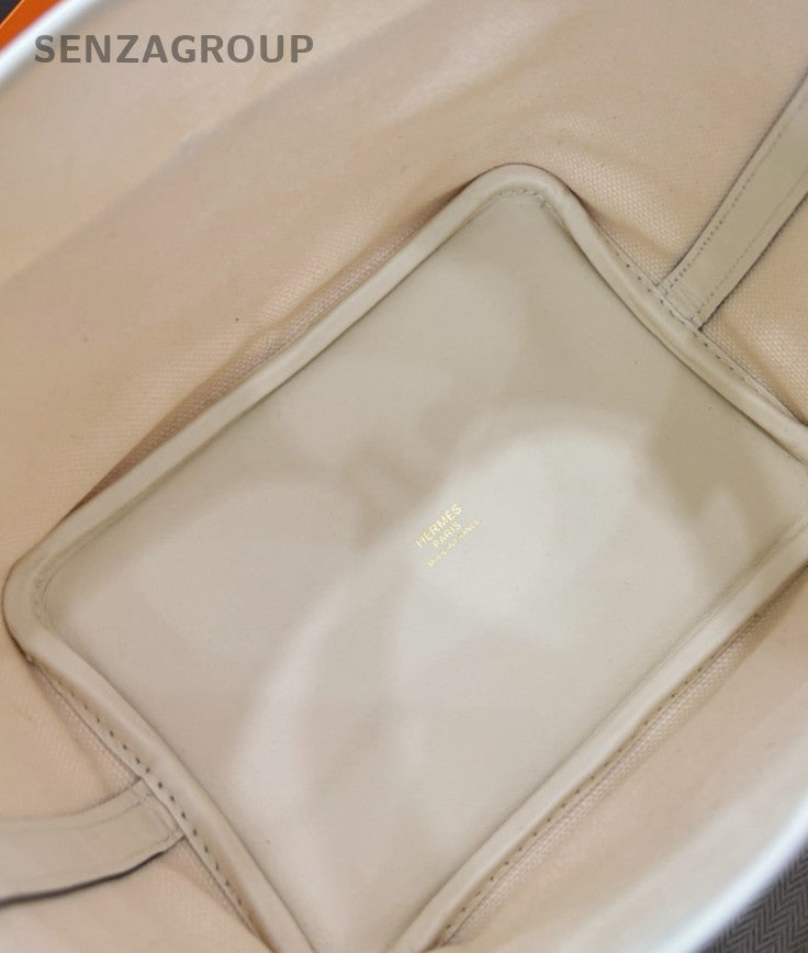 Hermes Cargo Picotin18 Top Handle Bag White Gold Used Women Classic Designer