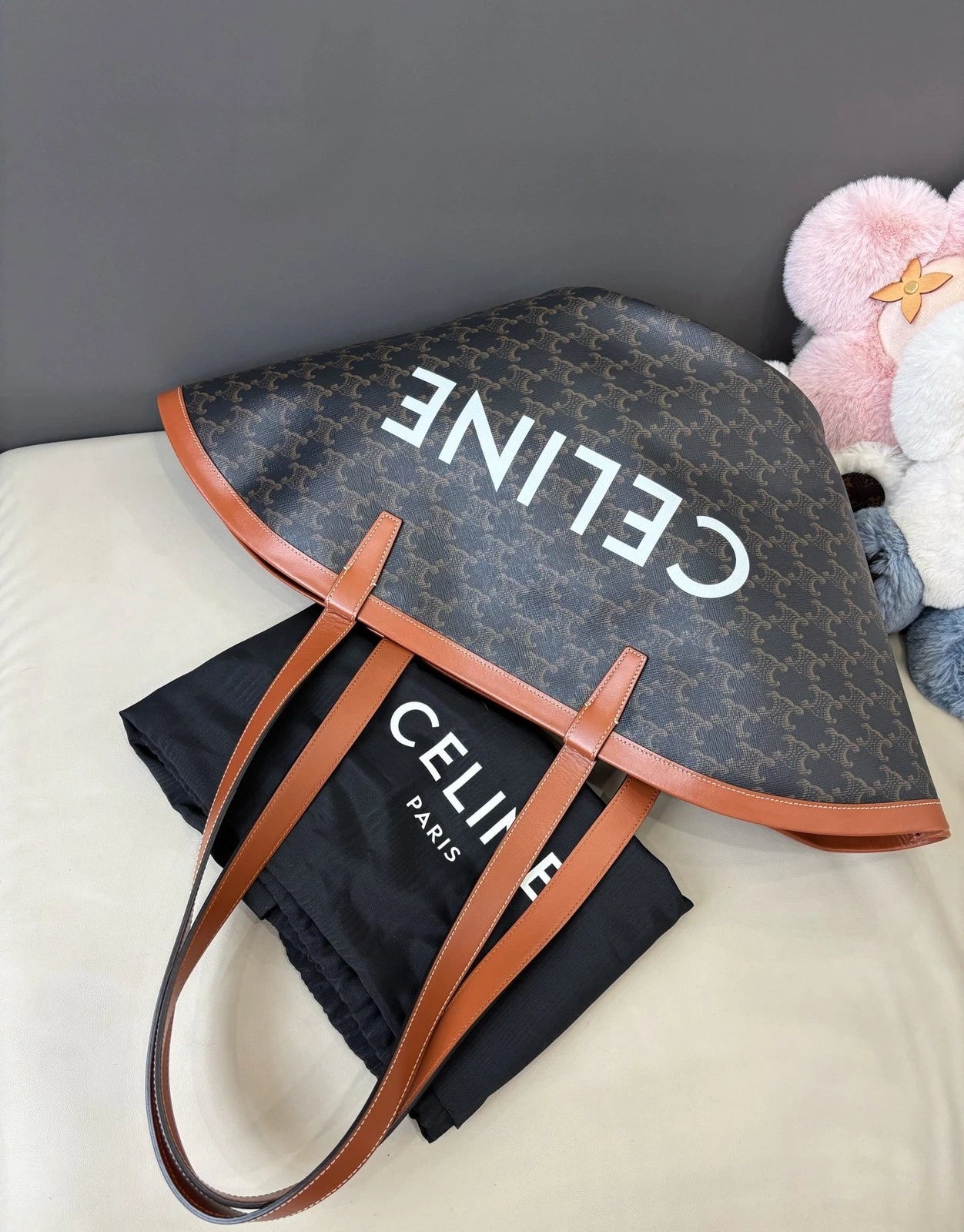 Celine Couffin Tote Shoulder Bag Black Brown Women Classic