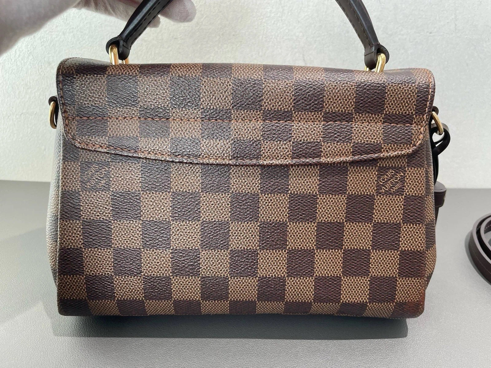 Louis Vuitton Croisette Damier Brown Gold Crossbody Top Handle Excellent
