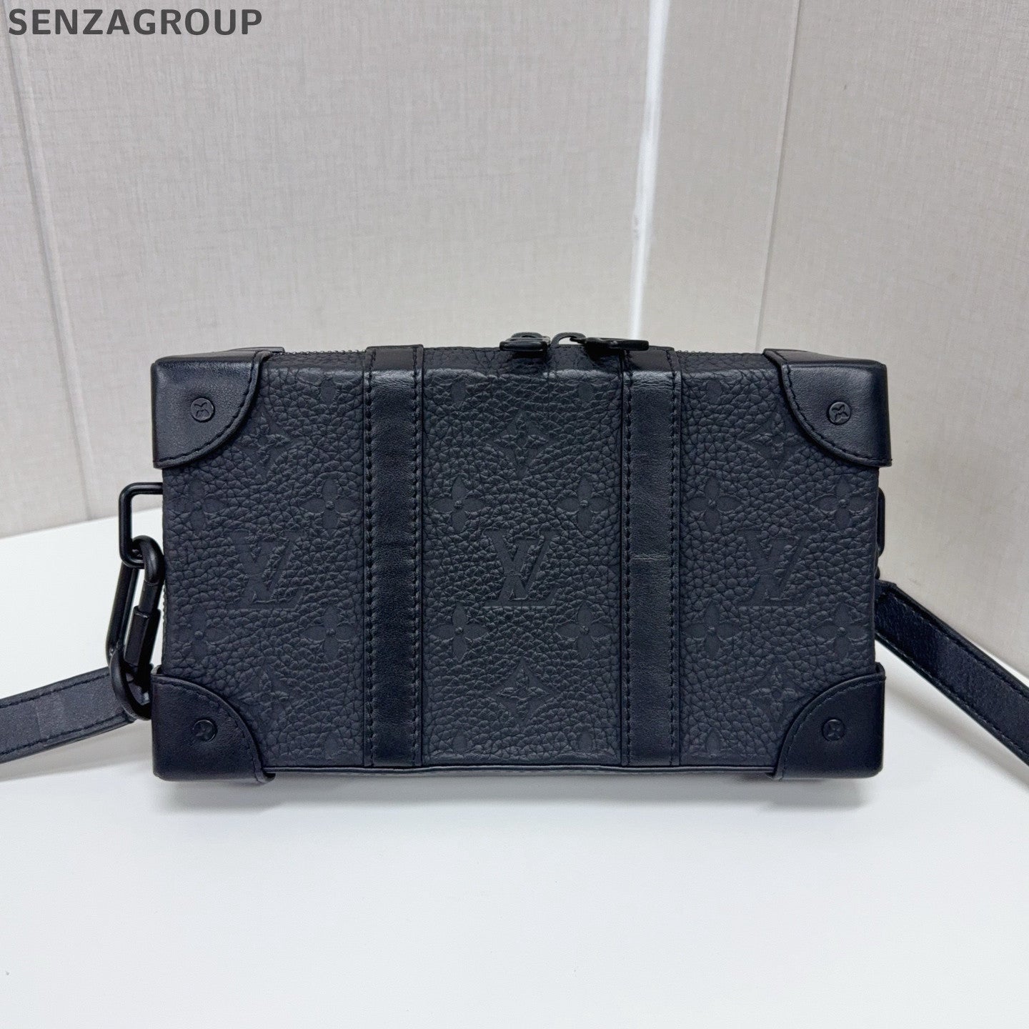 Louis Vuitton Soft Trunk Wallet Black Grained Leather Crossbody Bag Unisex