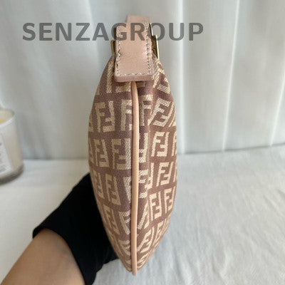 Fendi Pink Gold Buckle Monogram Tote Shoulder Bag Women Classic