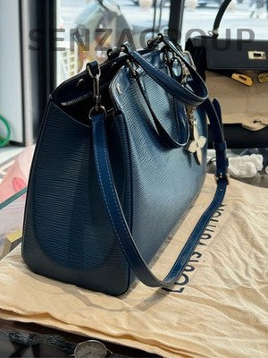 Louis Vuitton Brea Blue Epi Leather Medium Handbag Silver Hardware