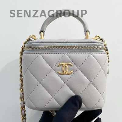 Chanel Grey Lambskin Mini Square Flap Bag with Gold Hardware