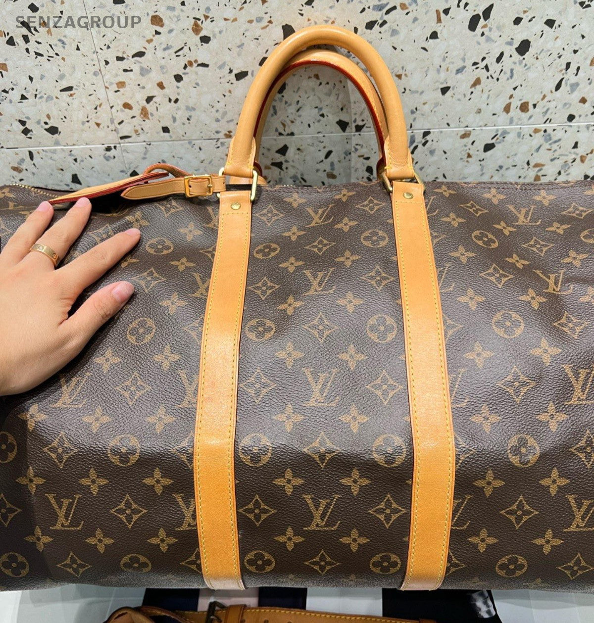 Louis Vuitton Keepall Monogram Macassar Top Handle Bag Crossbody Unisex Adults