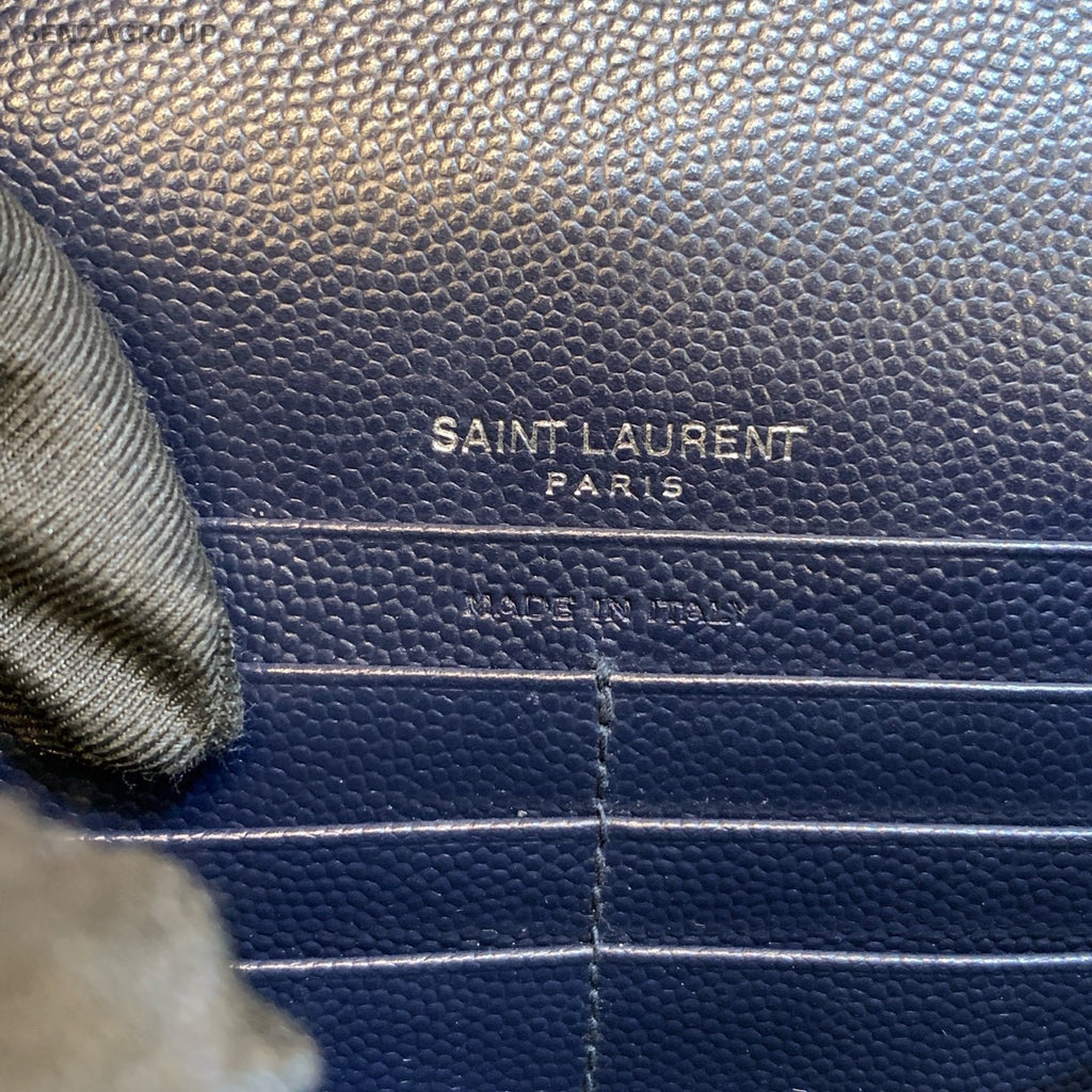 YSL Saint Laurent Calfskin Chain Shoulder bag Crossbody Women Black Silver