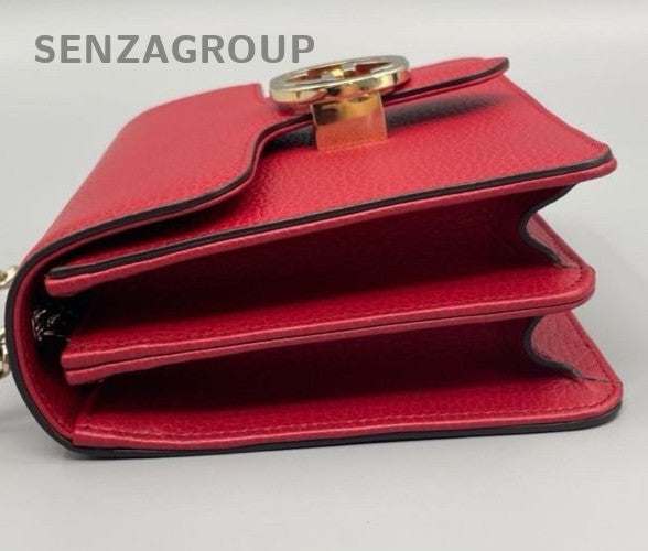 Gucci Calfskin PM Chain Shoulder Bag Crossbody Red Gold Women Classic Designer