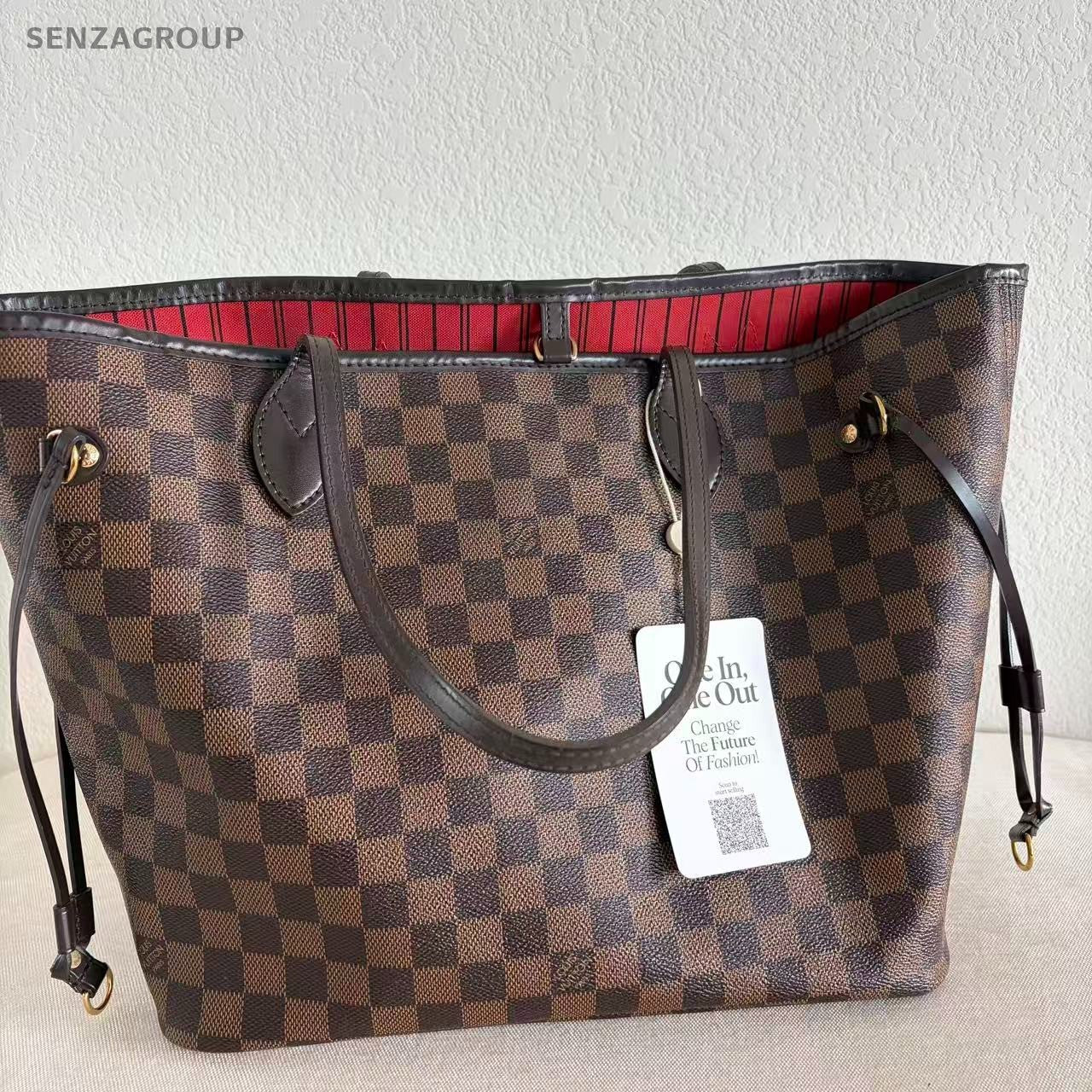 Louis Vuitton Damier NF MM Shoulder Bag Brown Gold Used Women Classic