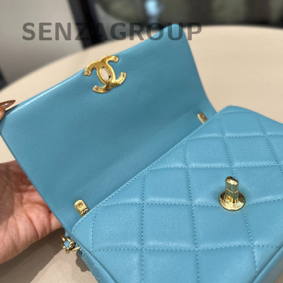 Chanel 24C Blue Gold CC Crystal Chain Shoulder Bag - Fashion Women