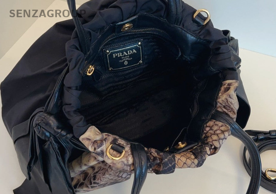 PRADA Snake pattern print 2way Shoulder bag Black Women Limited Edition Handbag