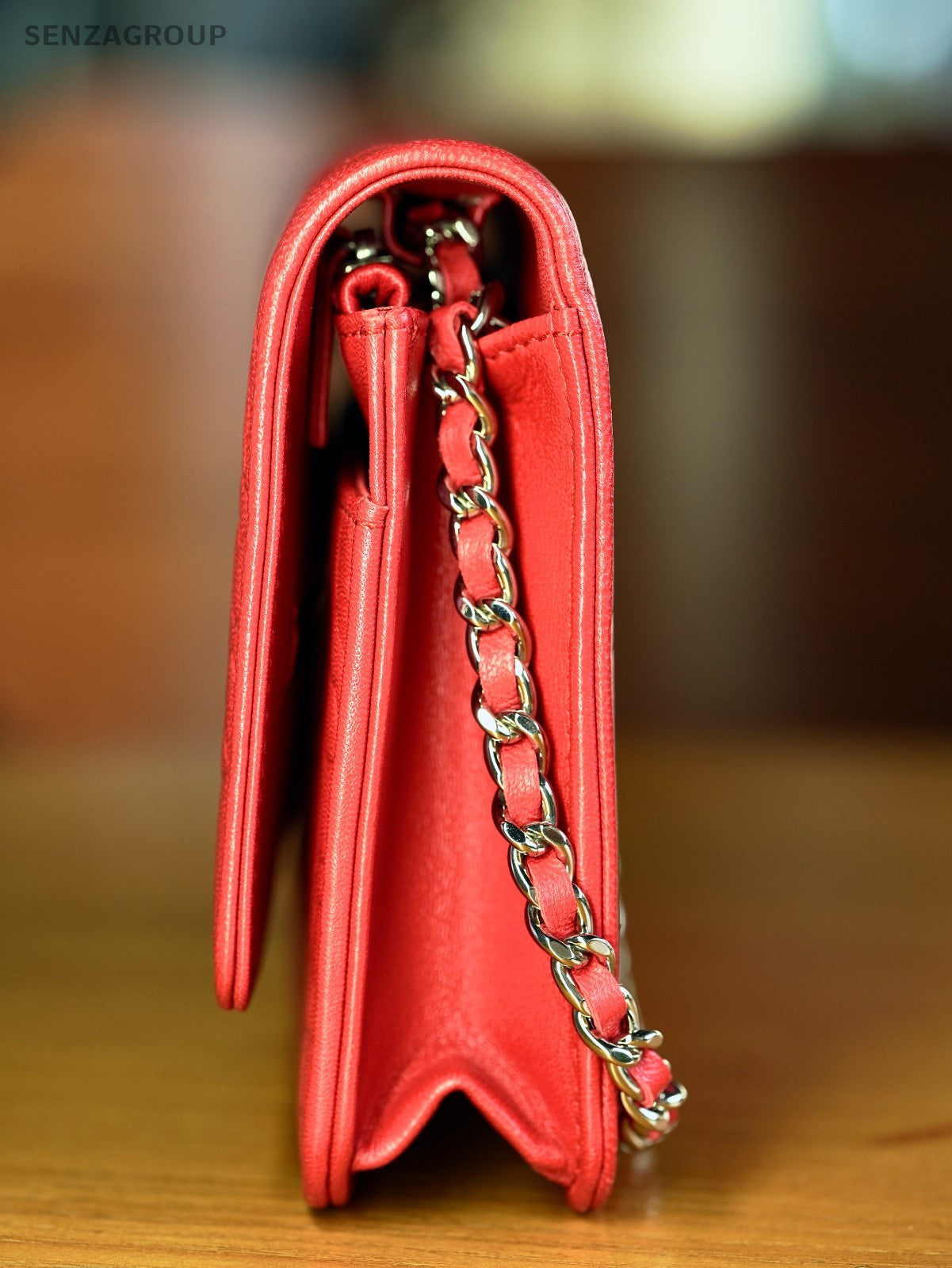 CHANEL Camellia Red wallet WOC Shoulder bag Crossbody Lambskin
