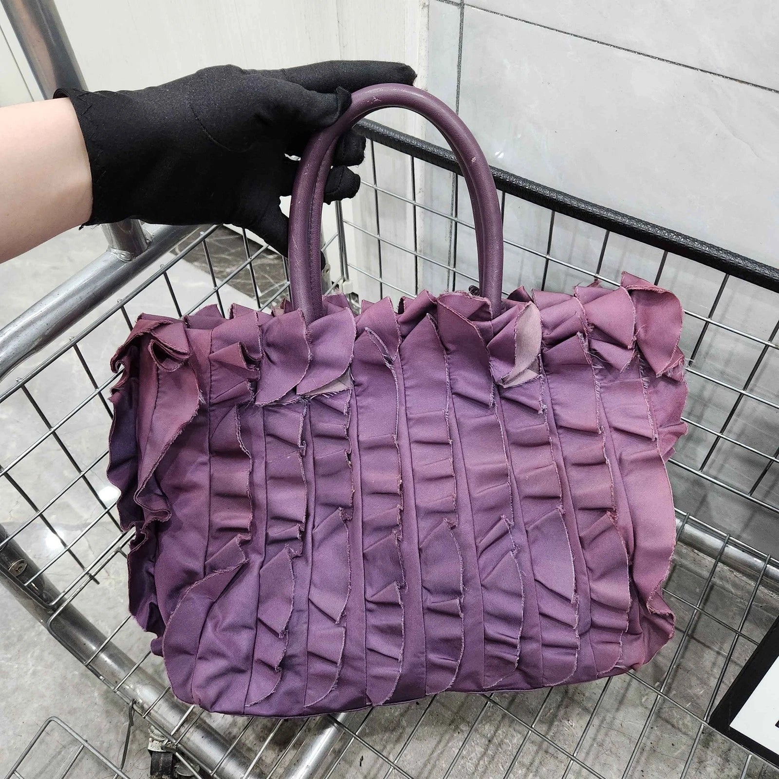 PRADA Purple Gradient Nylon Petal Tote Handbag For Women