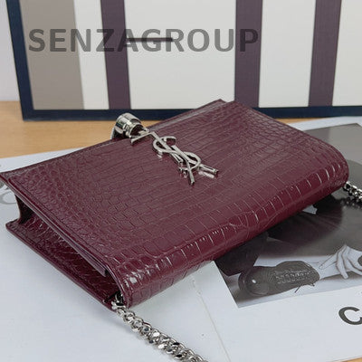 YSL Saint Laurent Kate Tassel Chain Bag Red Silver Small Crossbody